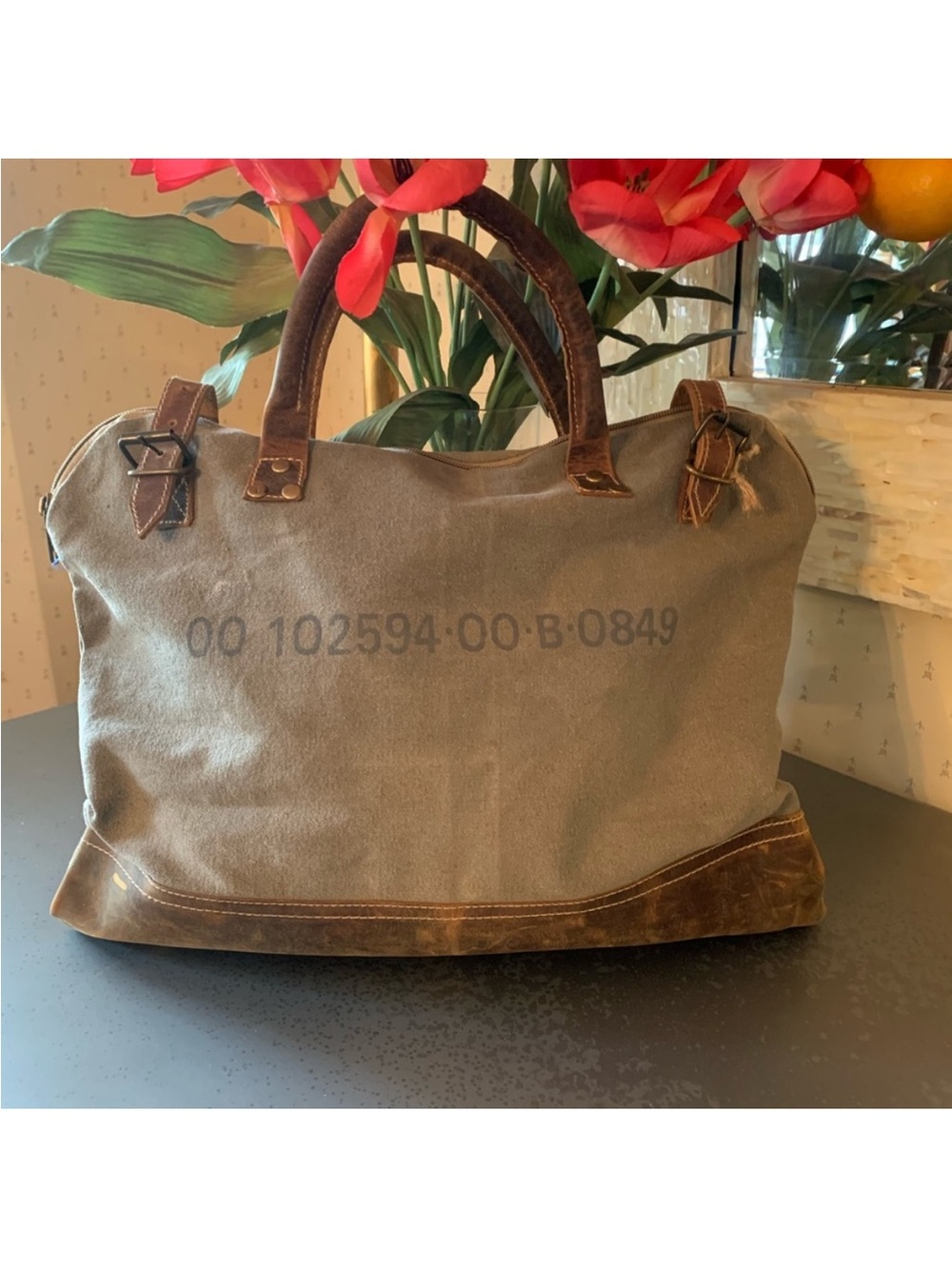 The Winston handmade Canvas bag Brown Leather Trim from the Barrel Shack
